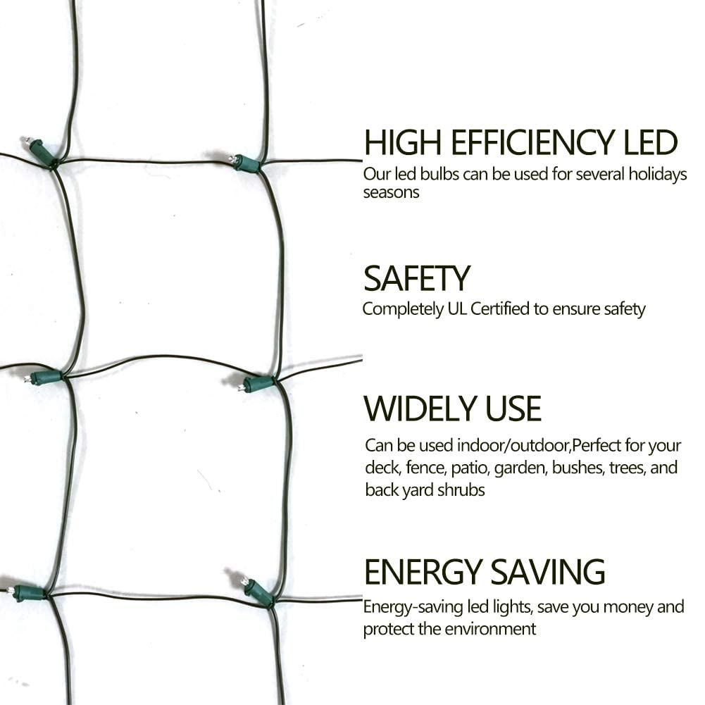 HISHINY LED Red Christmas Net Lights Outdoor,5ftx5ft 100LED Green Wire, Connectable Indoor Outdoor Bush Mesh Net Lights String for Valentines Day Decor,Shrub,Yard,Tree(Red)
