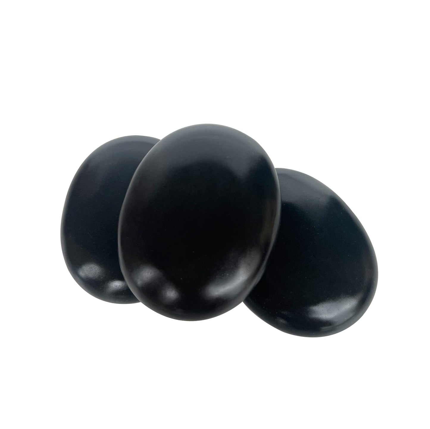MINGJISHIYE Hot Stone Massage, 3 piece Set Large Oval Hot Stone 3.58x2.78x1.19 inches, Basalt Home spa, Relaxation, Massage Treatment (3PCS)