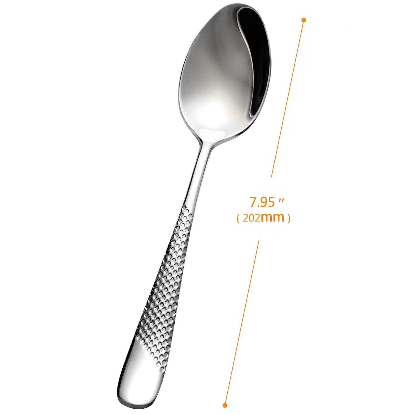 Xideman® Premium Hammered Dinner Spoons Set (7.95 inch), 18/10 Stainless Steel Fine Soup Spoon Silverware, 6-Piece Metal Tablespoons for Home Kitchen Restaurant. Dishwasher Safe
