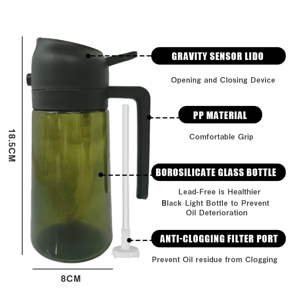 HWHIEUAIK Kitchen Maiden 2 in 1 Oil Dispenser, 2024 New Kitchenmaiden 2 In 1 Oil Sprayer for Cooking,Olive Oil Dispenser Bottle Spray And Pour for Air Fryer, Salad, Frying, BBQ