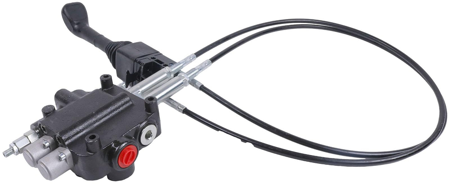 Solarhome Hydraulic Control Valve Kit,Cable Remote Control Valve Kit with 2 Spool Valve 80lpm/ 21gpm and 2 Cables Remote Joystick