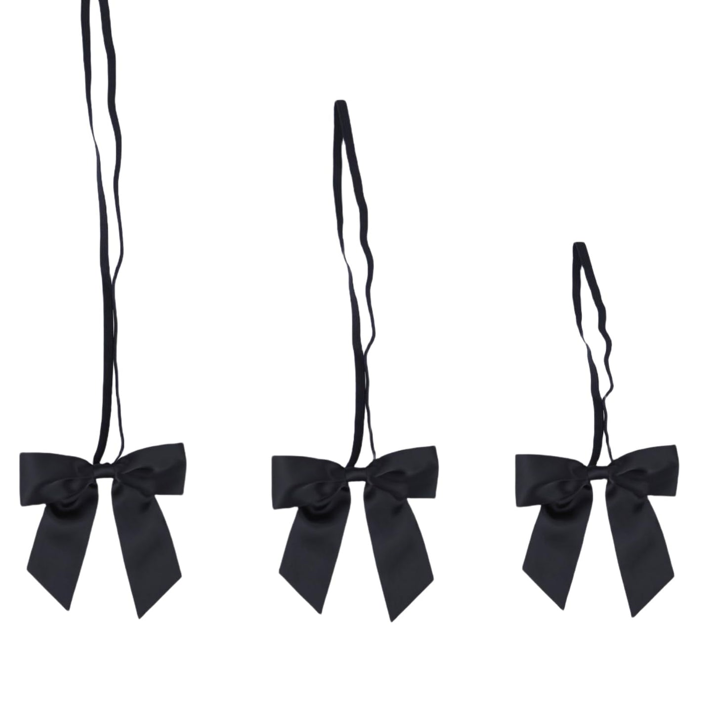 Meseey 30pcs 3 Inch 5 Inch 8 Inch Elastic Gift Bows Pre-Tied, Stretchy Reusable Satin Ribbon Loops for Christmas/Wedding/Baby Shower Self-Adhesive Party Favors Decorations(Black)