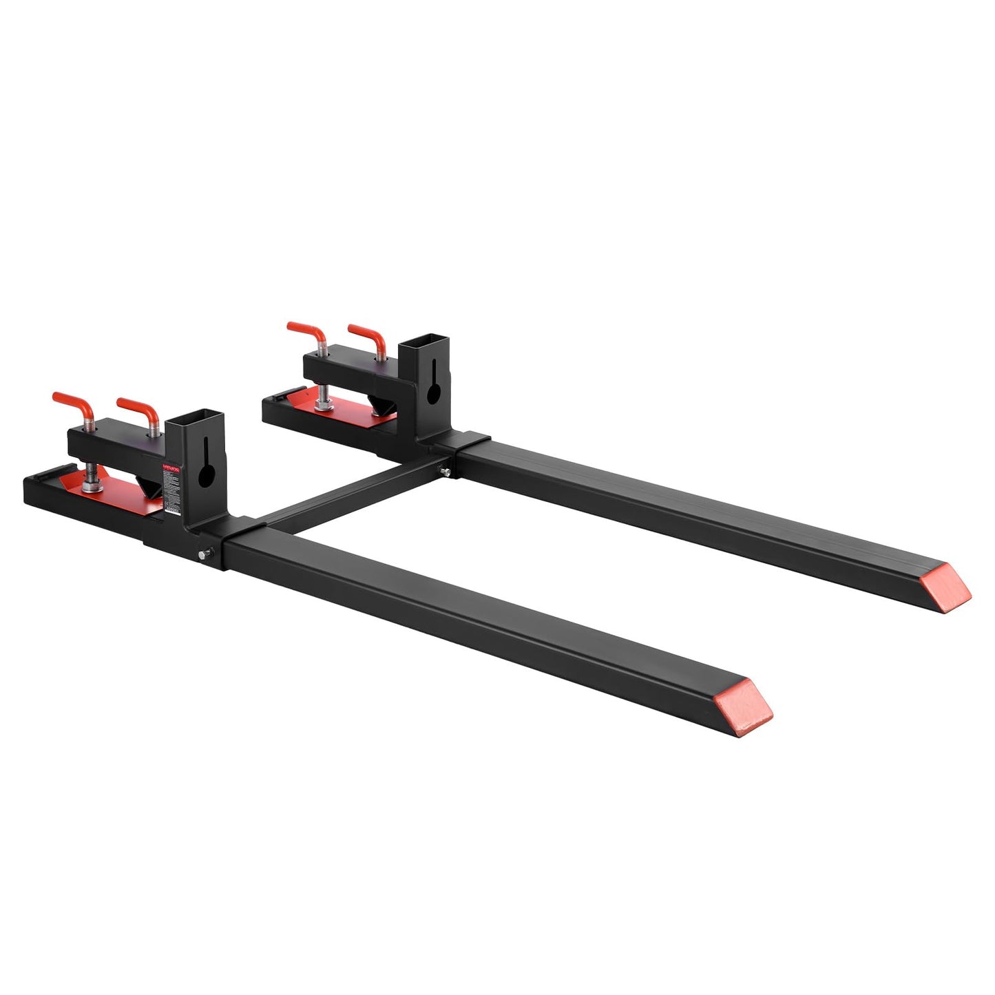 VEVOR Pallet Forks, 4000 lbs Clamp on Pallet Forks, 60-Inch Total Length Heavy-Duty Tractor Fork with Adjustable Stabilizer Bar for Tractor Attachments, Loader Bucket, and Skid Steer, Black