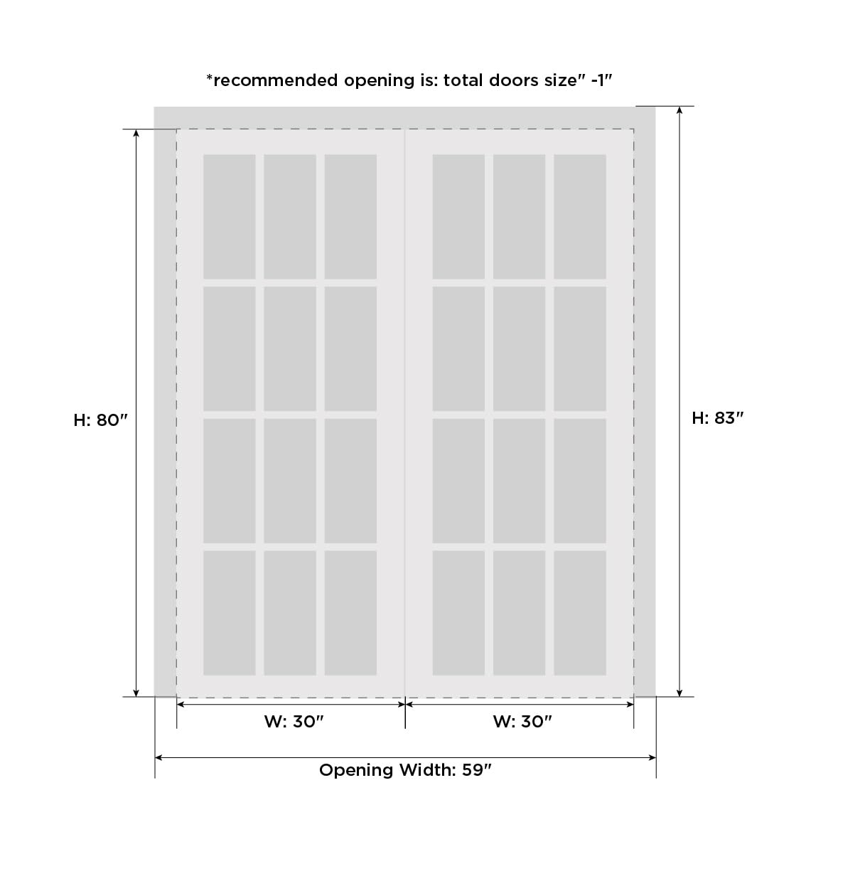 Sliding Closet Door SARTODOORS Quadro 4113 Bypass Interior Doors with Frosted Glass, MDF, 60x80, White, Modern Style Hardware Included