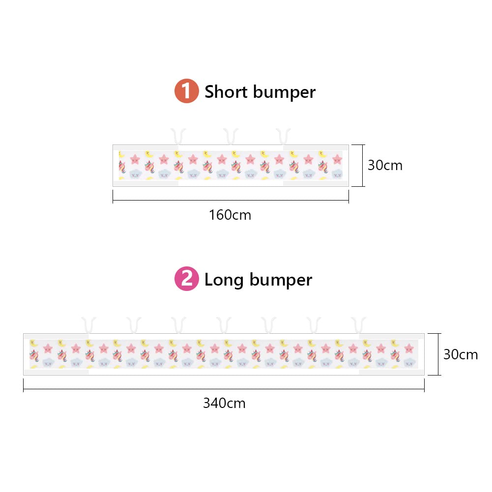 Vicloon Cot Bumper, 2Pcs Breathable Mesh Cot Liner, Crib Rail Cover Baby Crib Bumper, Baby Boys Girls Nursery Breathable Crib Bed Liner Bumper (Unicorn)