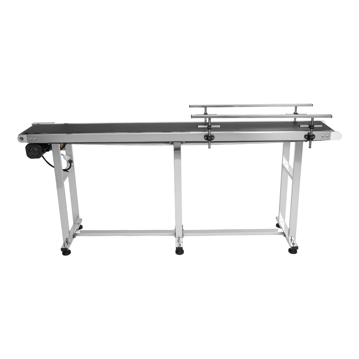VEVOR PVC Belt Conveyor 71″x 7.8″, Electric PVC Conveyor 110V Adjustable Automatic Speed, Conveyor Machine with Double Guardrail, in Stainless Steel, Industrial Transport Equipment