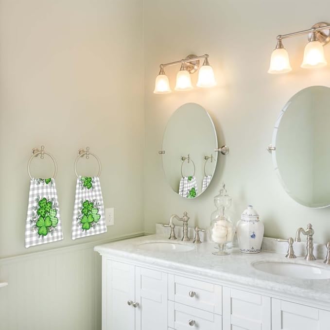 St Patricks Day Hand Towels, 2 Packs Spring Floral Bathroom Hand Towels 28.7 x