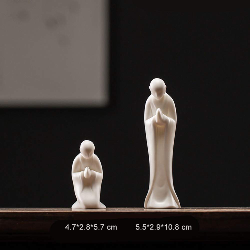 KJYHXX White Porcelain Zen Buddha Statue - Creative Monk Figurine Ceramic Craft - Minimalist Decorative Ornament for Home & Office Meditation Space (stading)