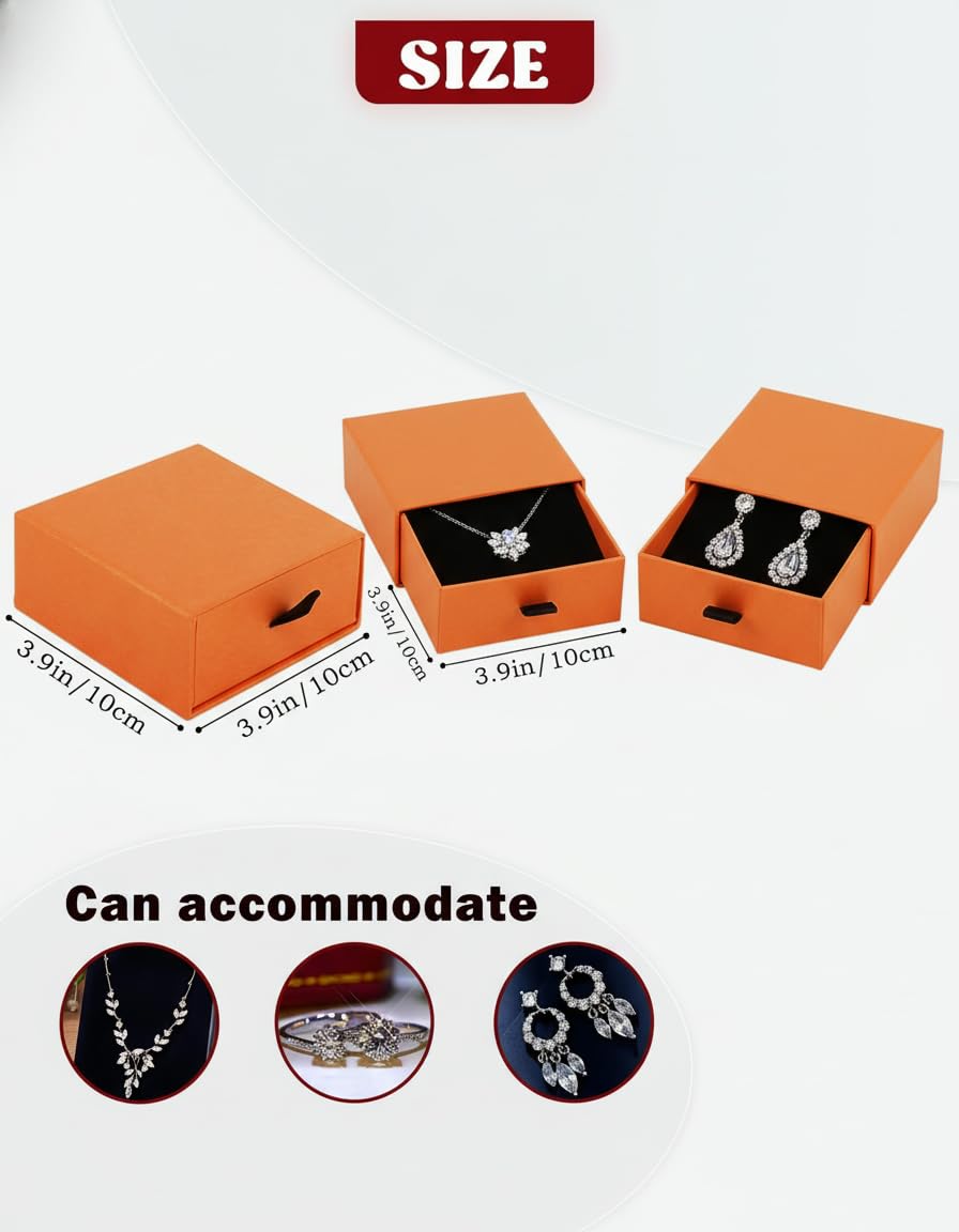 Wuqoioo Jewelry Gift Box, 12 Pack Necklace Gift Boxes Bracelet Cardboard Jewelry Gift Boxes Necklace Box For Bracelets Earrings Necklaces Jewelry Gift (Orange)