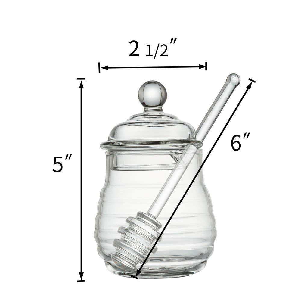 Mkouo Honey Jar with Honey Spoon for Serving Honey and Syrup, 9 Ounce/255 ml