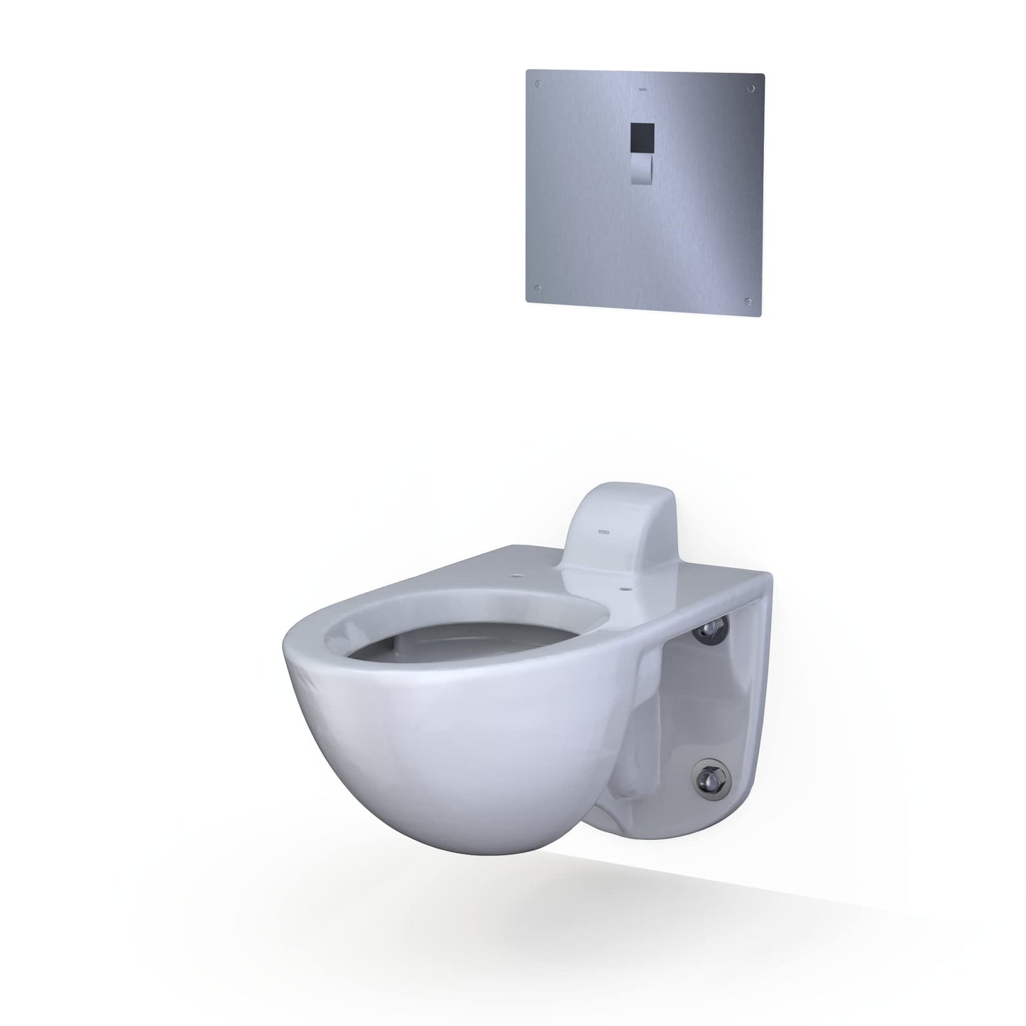 TOTO ECOPOWER Touchless 1.28 GPF High-Efficiency Concealed Toilet Flushometer Valve for Back Spud with 14 x 12 Cover Plate, Stainless Steel - TET2LB31#SS