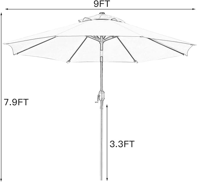 Sunnyglade 9' Patio Umbrella Outdoor Table Umbrella with 8 Sturdy Ribs(Purple)