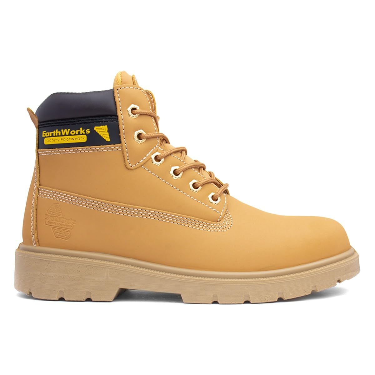 EarthWorks Safety - EarthWorks Hammer Mens Lace Honey Safety Boot - Size 10 UK - Gold