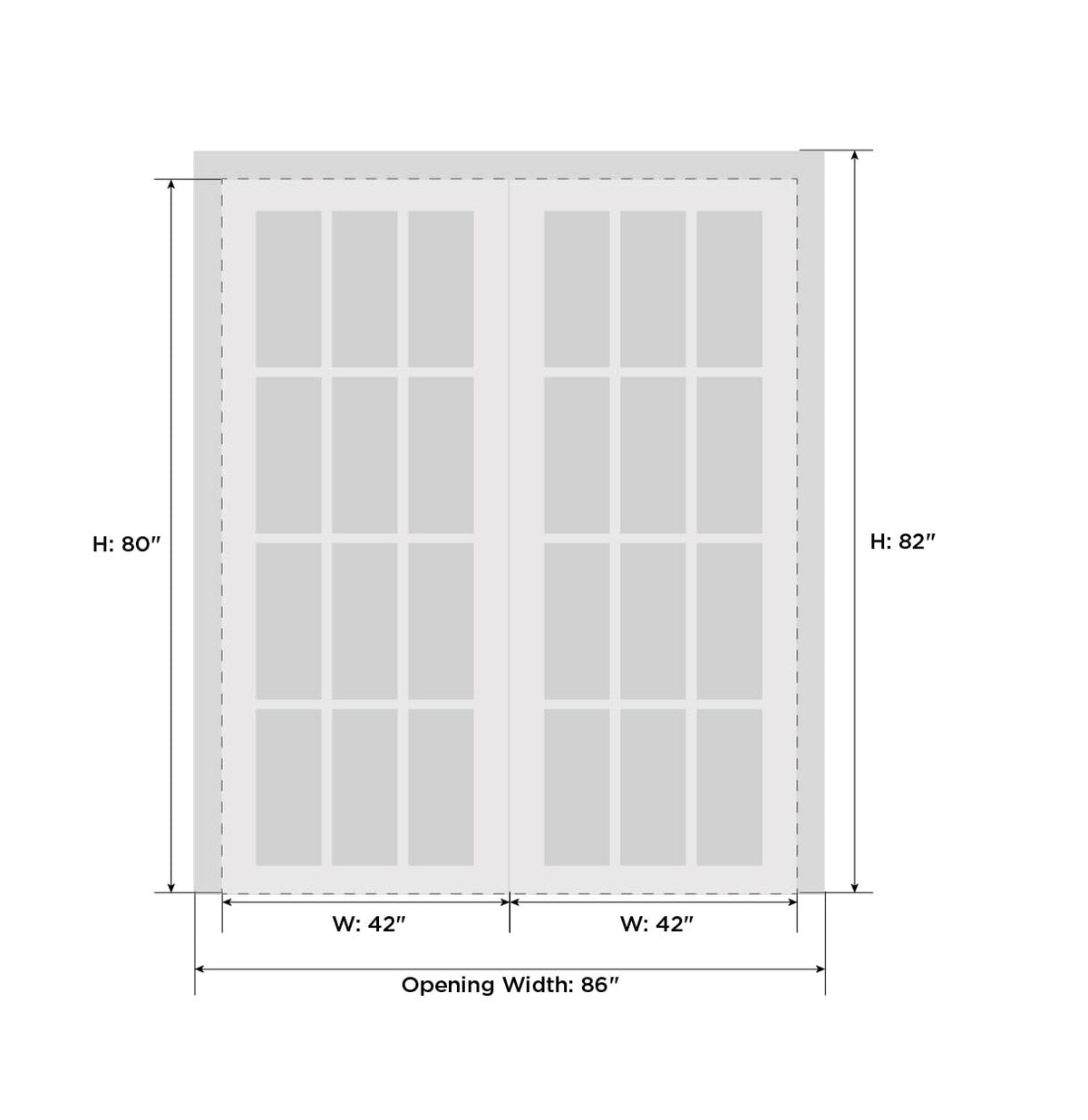 SARTODOORS Solid Interior French Double Doors 84 x 80 inches | Felicia 3312 Matte Black with Frosted Glass | Wood Solid Panel Frame Trims | Closet Bedroom Sturdy Doors