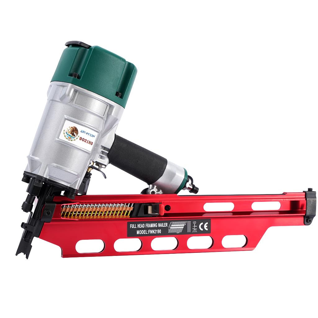 BHTOP Mexican Style 9021NS Framing Nailer 21 Degree 3-1/2" with Depth Adjustment Professional Air Nail Gun