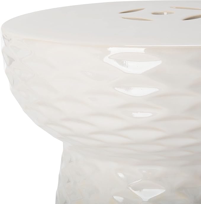 Safavieh Castle Gardens Collection Daphne White Glazed Ceramic Garden Stool