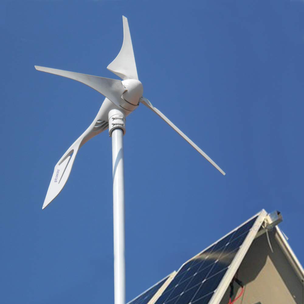 PIKASOLA Wind Turbine Generator 12V 400W with a 30A Hybrid Charge Controller. As Solar and Wind Charge Controller which can Add Max 500W Solar Panel for 12V Battery.
