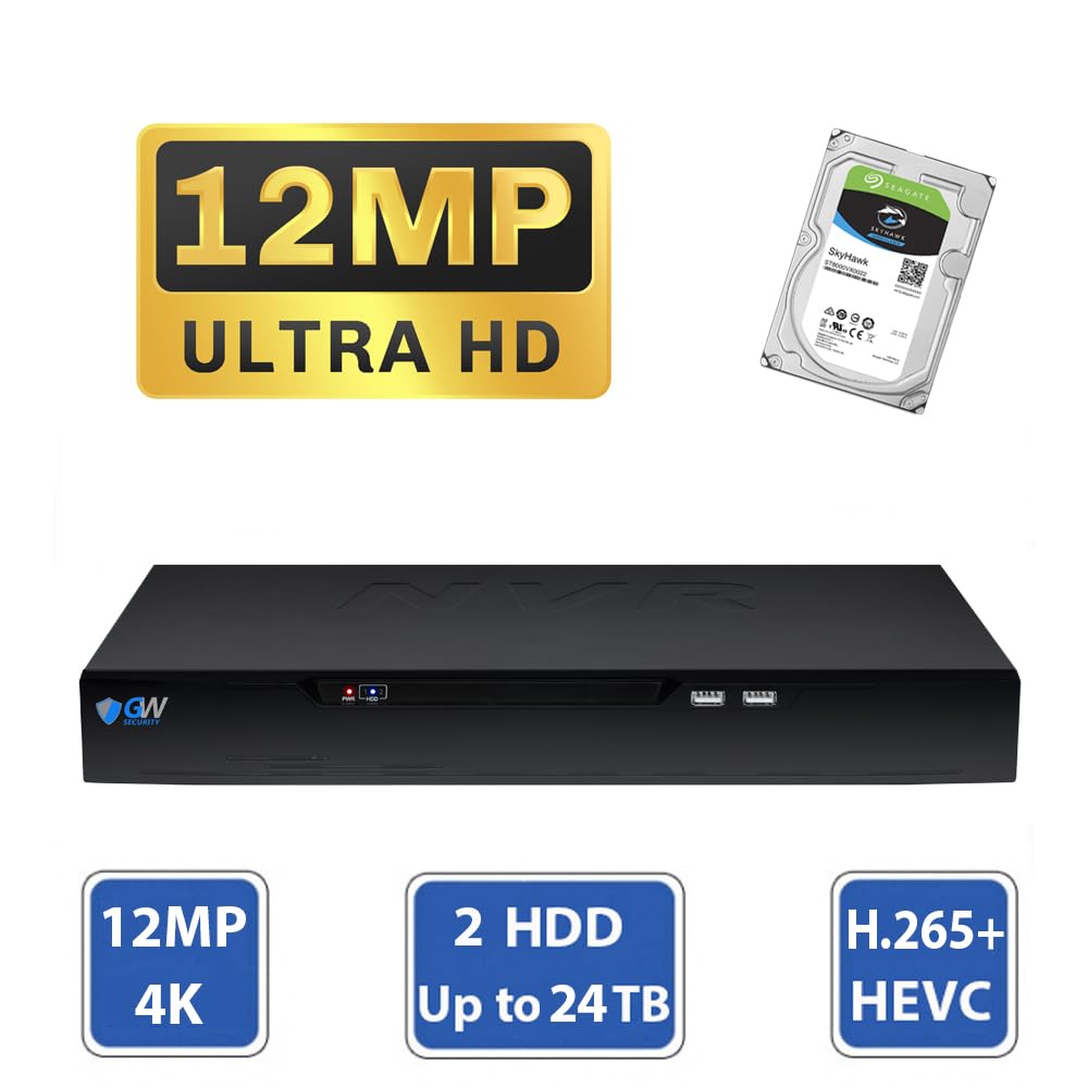GW Security 16 Channel NVR UltraHD 4K Face Recognition NDAA & TAA Compliant Security Camera System with 16 x 8MP @25FPS Outdoor & Indoor PoE Bullet Cameras, 10 Smart AI Functions