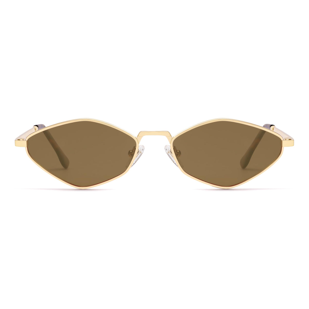 SOJOS Retro Small Polarized Sunglasses Womens Mens Vintage Narrow Irregular Shades UV400 SJ1233 with Gold/Brown Lens