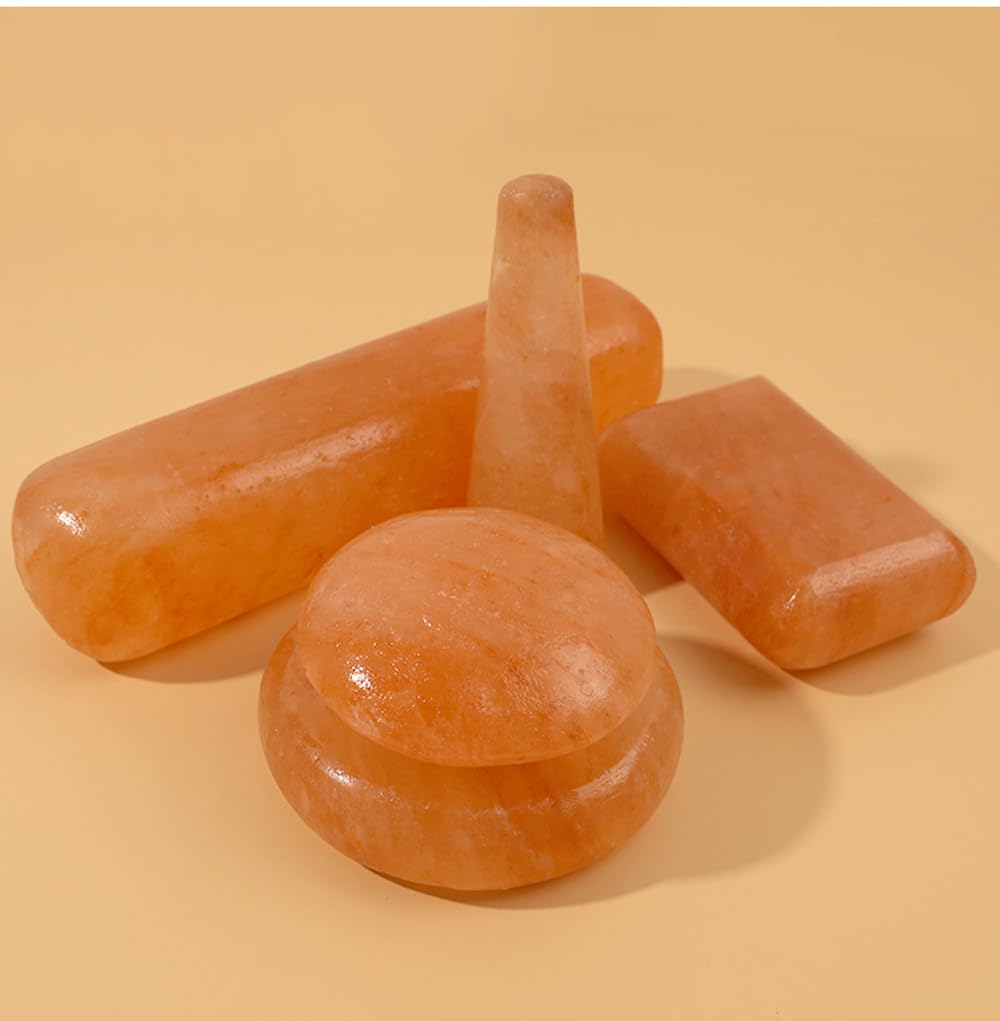 QYLHH 2 Pcs Himalayan Salt Hot Massage Stones Cold Stones Set Warm Rocks Kit for Facial SPA 3.14 * 3.14in