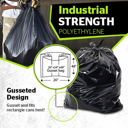 Aluf Plastics 65 Gal Black Heavy Duty Garbage Bags 1.5 Mil