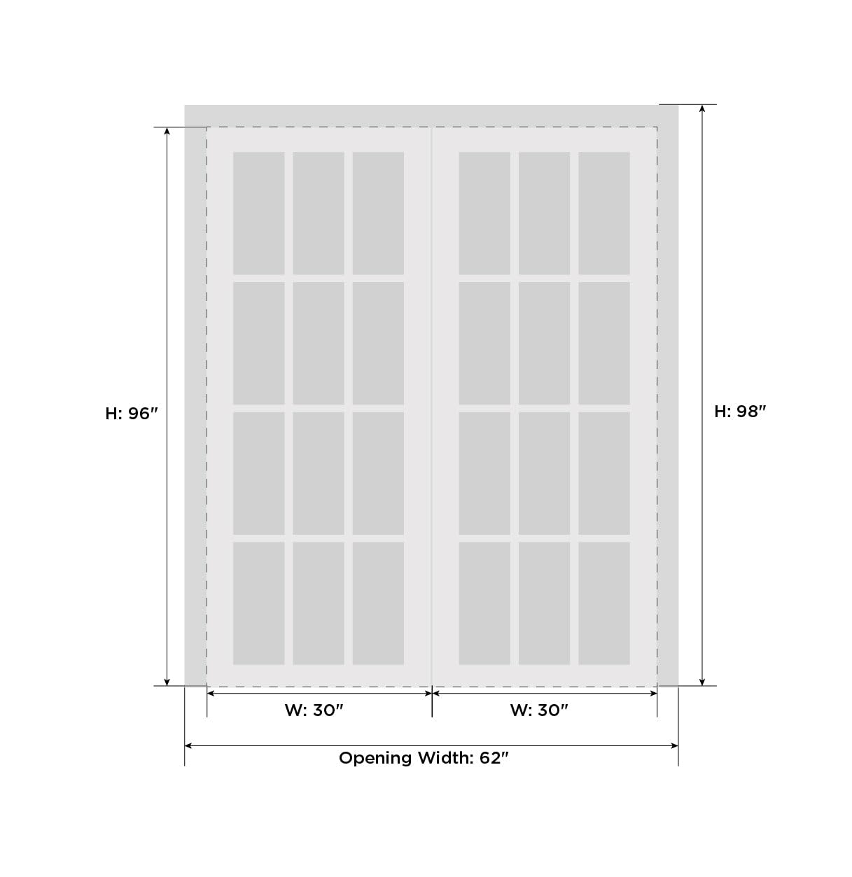 SARTODOORS Lucia 2466 | Double Swing Interior French Doors | Clear Glass, Solid Wood | Frame & Hardware Included | 60 x 96, Black Matte, Modern