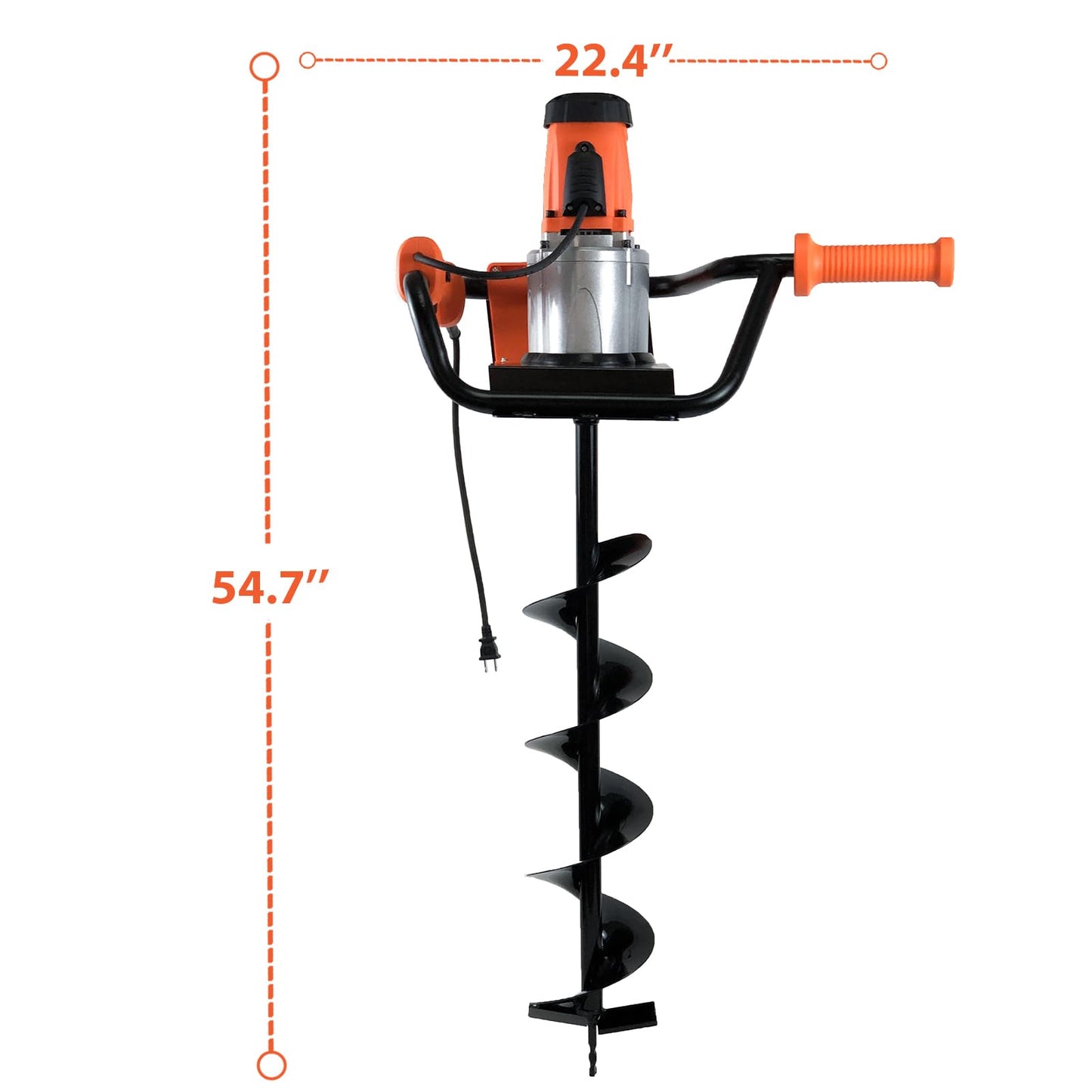 HIGOSPRO 1500W Electric Post-Hole Digger, 6-Inch & 4-Inch Auger Bit Earth Auger, Ideal for Post Hole Digging, Drilling, Tree Planting(No Bag)
