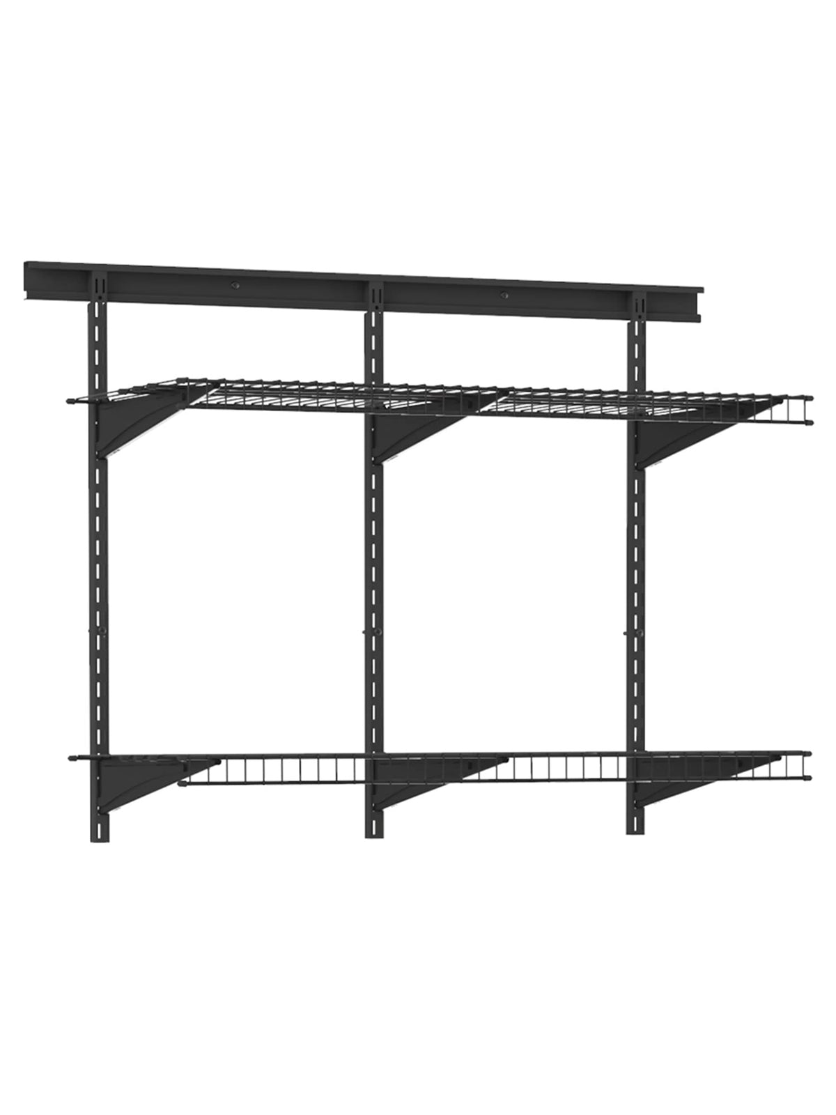 ClosetMaid Heavy Duty Wall Shelf Kit for Garage, 2 Shelves, Adjustable ShelfTrack Wire Shelving, Black Finish