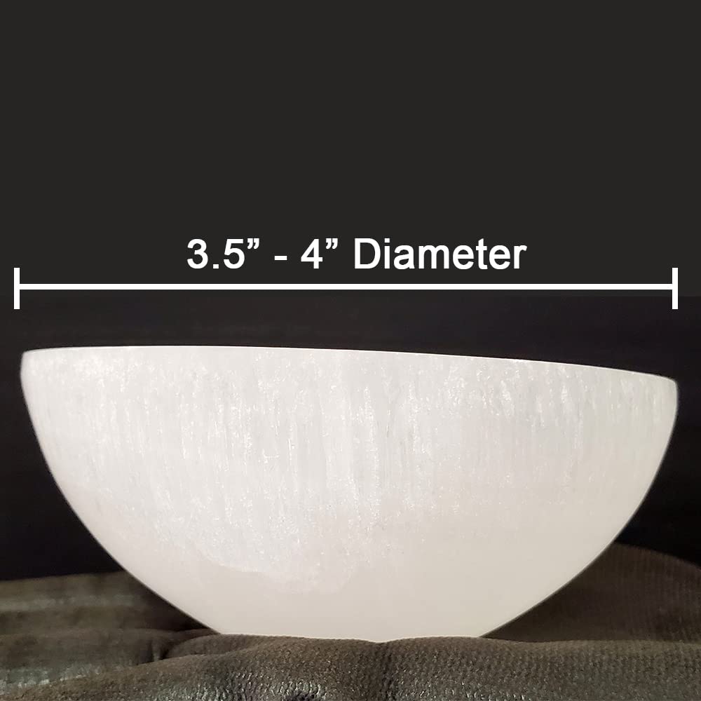 New Age Imports Selenite Bowl 3.5-4", "Great for Altar, Ritual, Incense, Smudging, Decoration, Offering Use