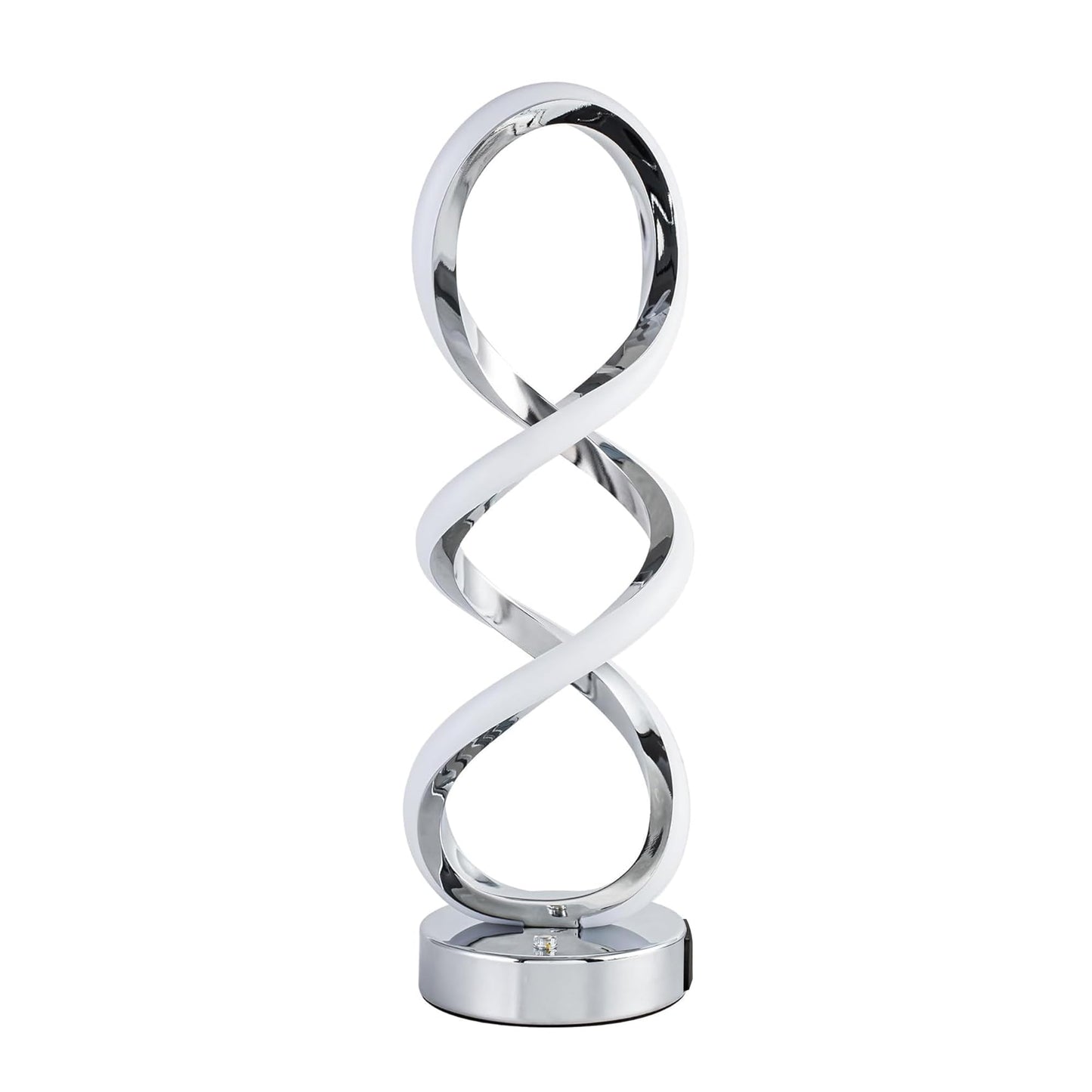 Adebime Modern Spiral RGB Table Lamp, Touch Dimmable Bedside Lamp, 7 Colors 10 Light Modes Spiral Design Table Lamp, Unique Nightstand Lamp for Living Room, Bedroom, Cool Lamps, Silver