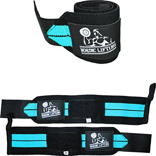 Wrist Wraps (1 Pair/2 Wraps) for Weightlifting/Cross Training/Powerlifting/Bodybuilding-Women & Men-Premium Quality Equipment & Accessories Avoid Injury in Weight Lifting-(Aqua Blue)-1 Year Warranty