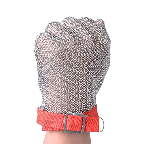 ThreeH Steel Mesh Gloves 304L Chainmail Cutting Gloves for Kitchen,Oyster Shucking,Meat Cutting and Wood Carving GL08 L(One Piece)