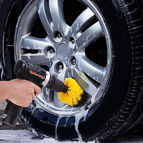 Drill Brushes Brush Attachment - 5 Pack Electric Drill Brush Kit - Great for Pool Tile, Bathroom Toilet, Ceramic Marble Car Automotive (Yellow 5 Pack)