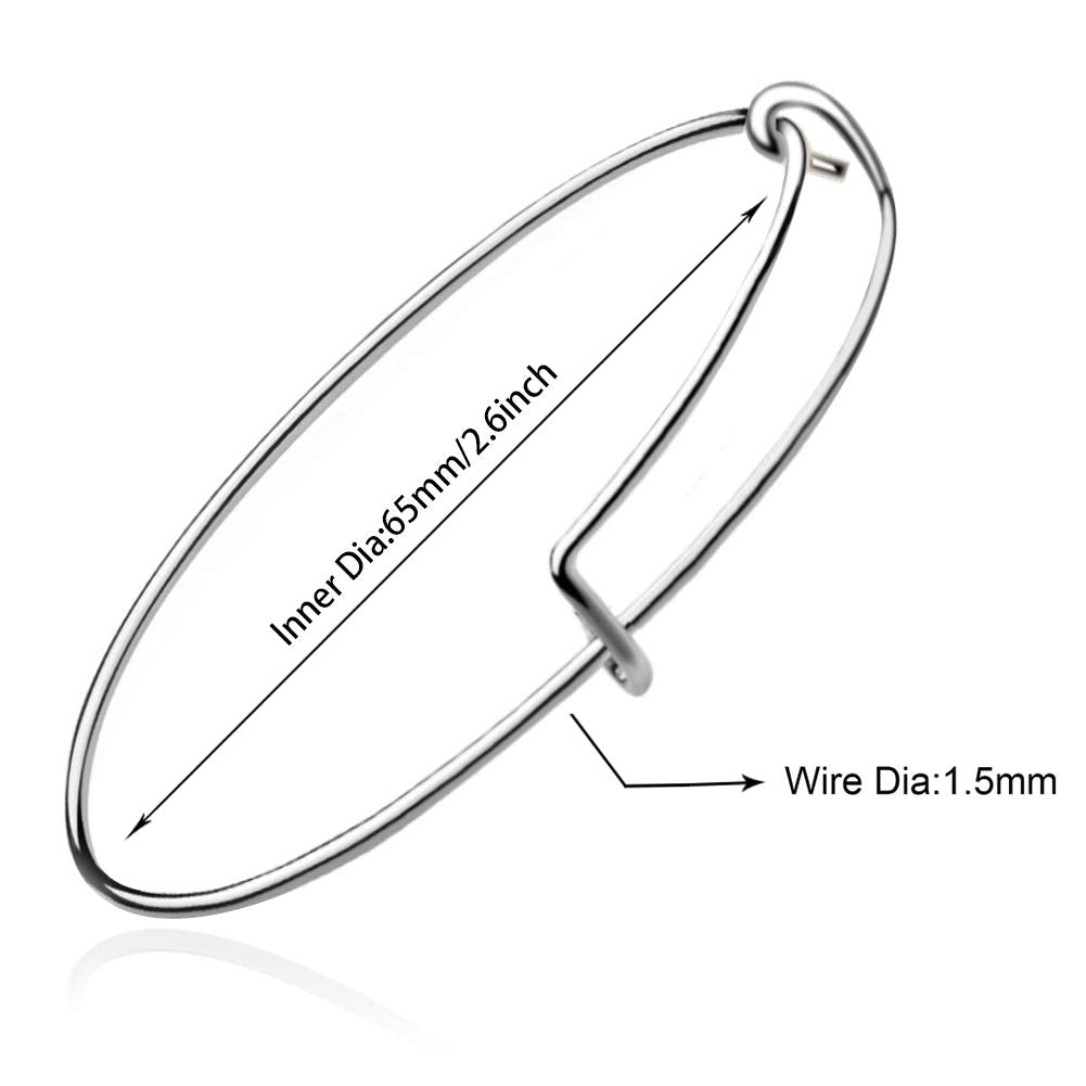 UPINS 60 Pcs Expandable Bangle Bracelets, Adjustable Stainless Steel Wire Blank Bracelets Bulk for Women DIY Jewelry Making 2.6inches
