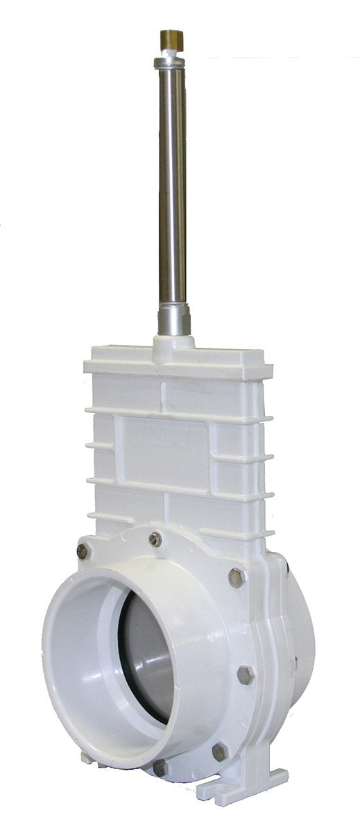 Valterra 6401P PVC Pneumatic Gate Valve, White, 4" Slip X Slip, Stainless Paddle