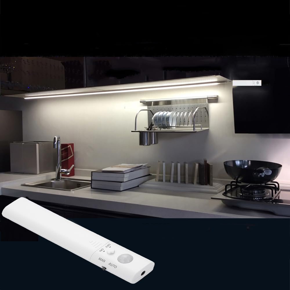 (4000K) - Amagle LED Dual Mode Motion Night Light, Flexible LED Strip with Motion Sensor Closet Light for Bedroom Cabinet, Nature White (4000K) (4 AAA Batteries Operated, Not Included)