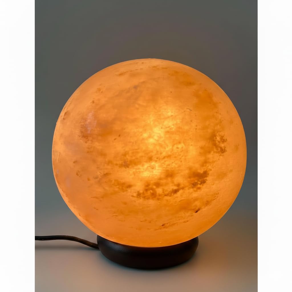 NatureBoost NB Himalayan Pink Salt Globe Shape Lamp with dimmer Switch and a Pair of Bulbs