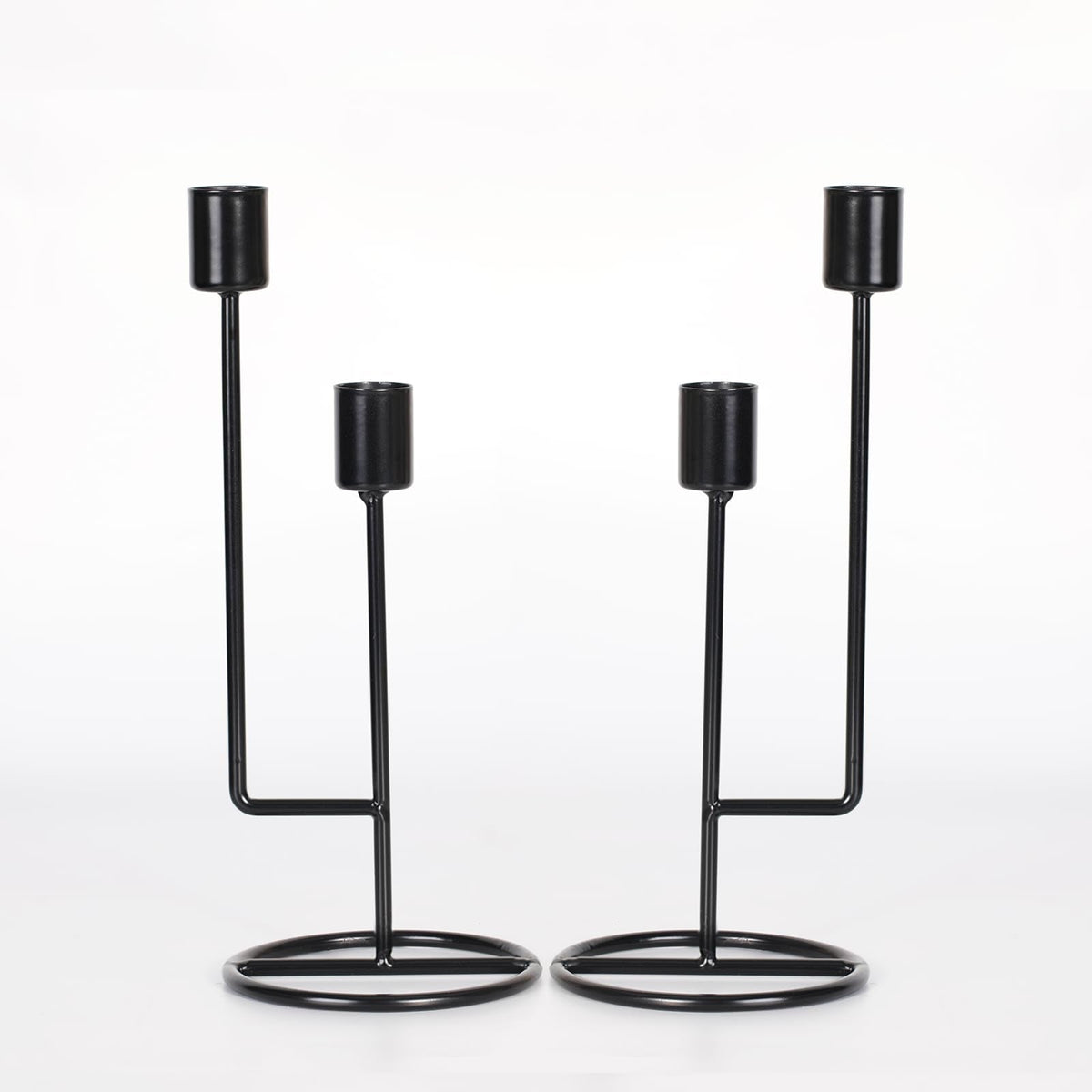 HAVITI Double-Headed Candle Holder, Black Tall Candlestick Holder, Set of 2 Taper Candle Holders for Halloween Christmas Wedding Centerpiece Dining Fireplace Mantle Home Decor