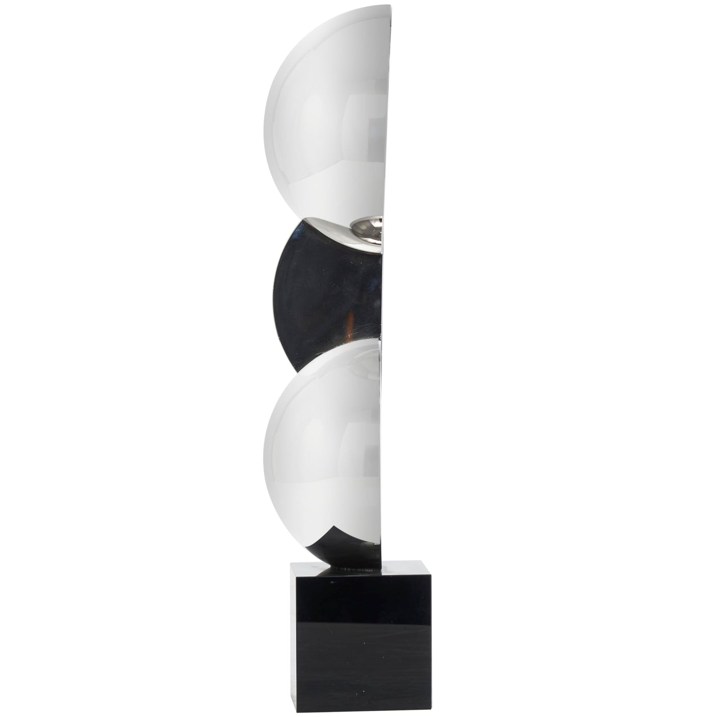 Deco 79 Crystal Geometric Decorative Sculpture Quartered Stacked Orbs Home Decor Statue with Square Black Base, Accent Figurine 5" x 4" x 16", Dark Gray