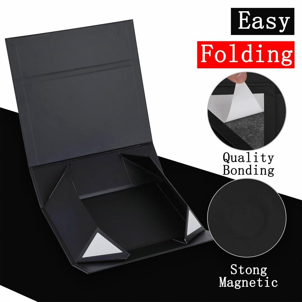 UoeRing 1 Extra Large Black Gift Box 20x16x7 inch Luxury Gift Box for Presents with Magnetic Closure Lid Collapsible,Birthday,Christmas,Contains Card, Ribbon,Tissue Paper,Shredded Paper Filler