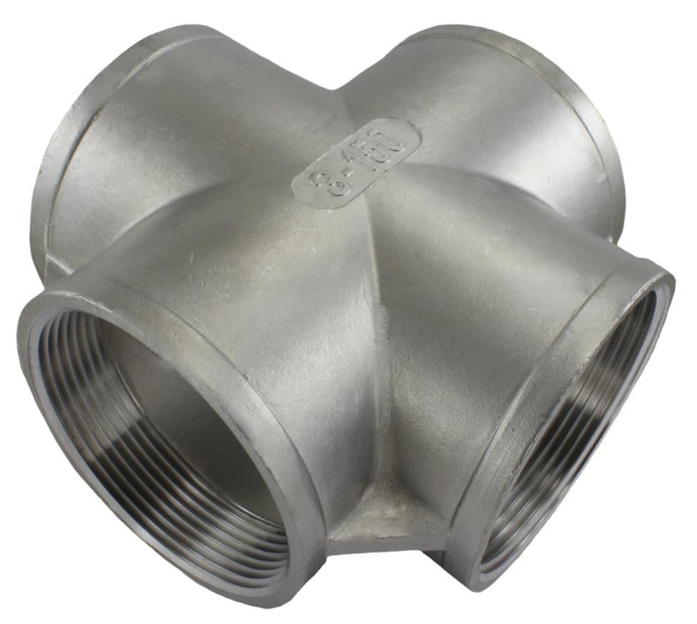 Duda Energy Cross 3" Female NPT Stainless Steel Pipe Fitting