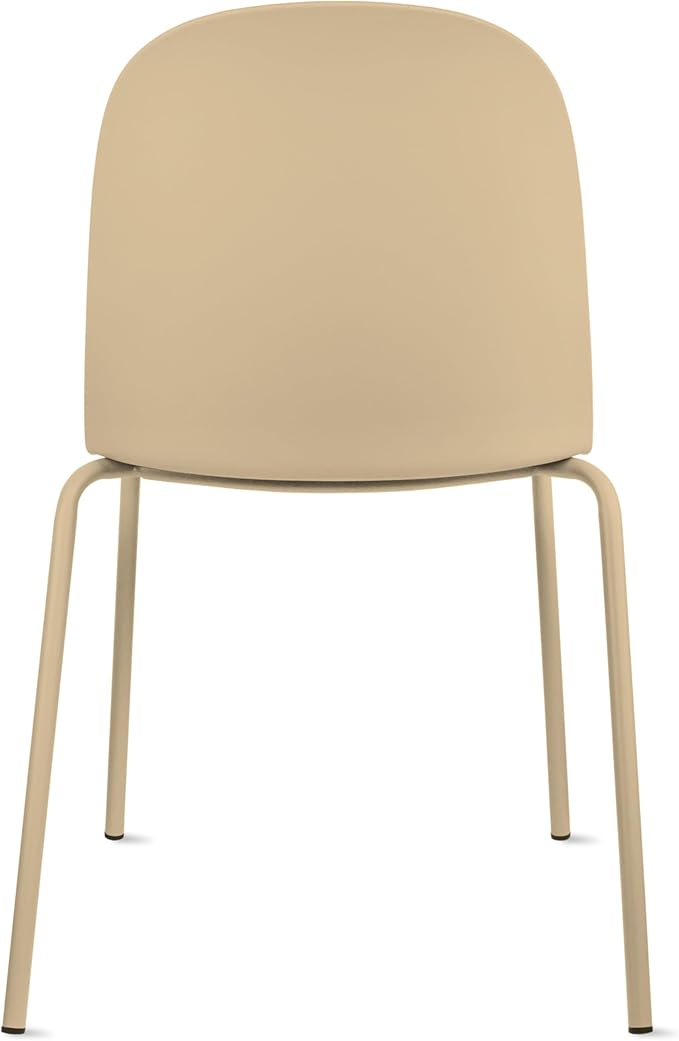 2xhome Parent Modern Stackable Armless Dining Chair | Plastic Shell Seat with Metal Legs | Indoor or Outdoor Use | Home Kitchen Patio (1, Beige, Padded Seat)
