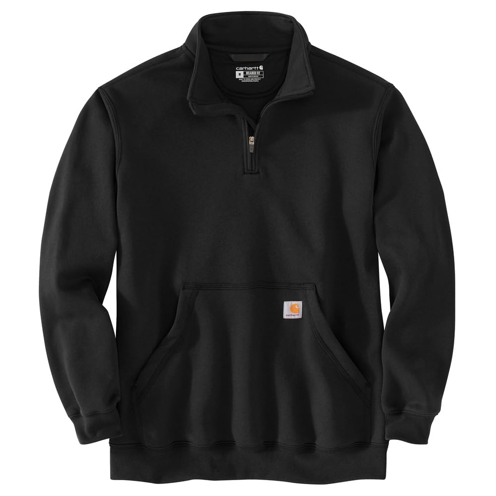 Loose Fit Midweight Quarter-Zip Mock-Neck Sweatshirt Black