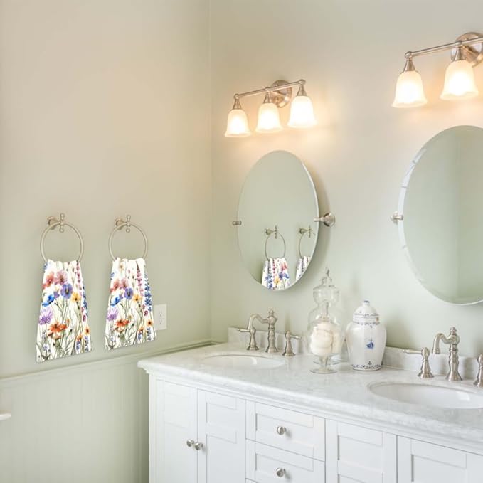 Watercolor Wildflower Floral Hand Towels