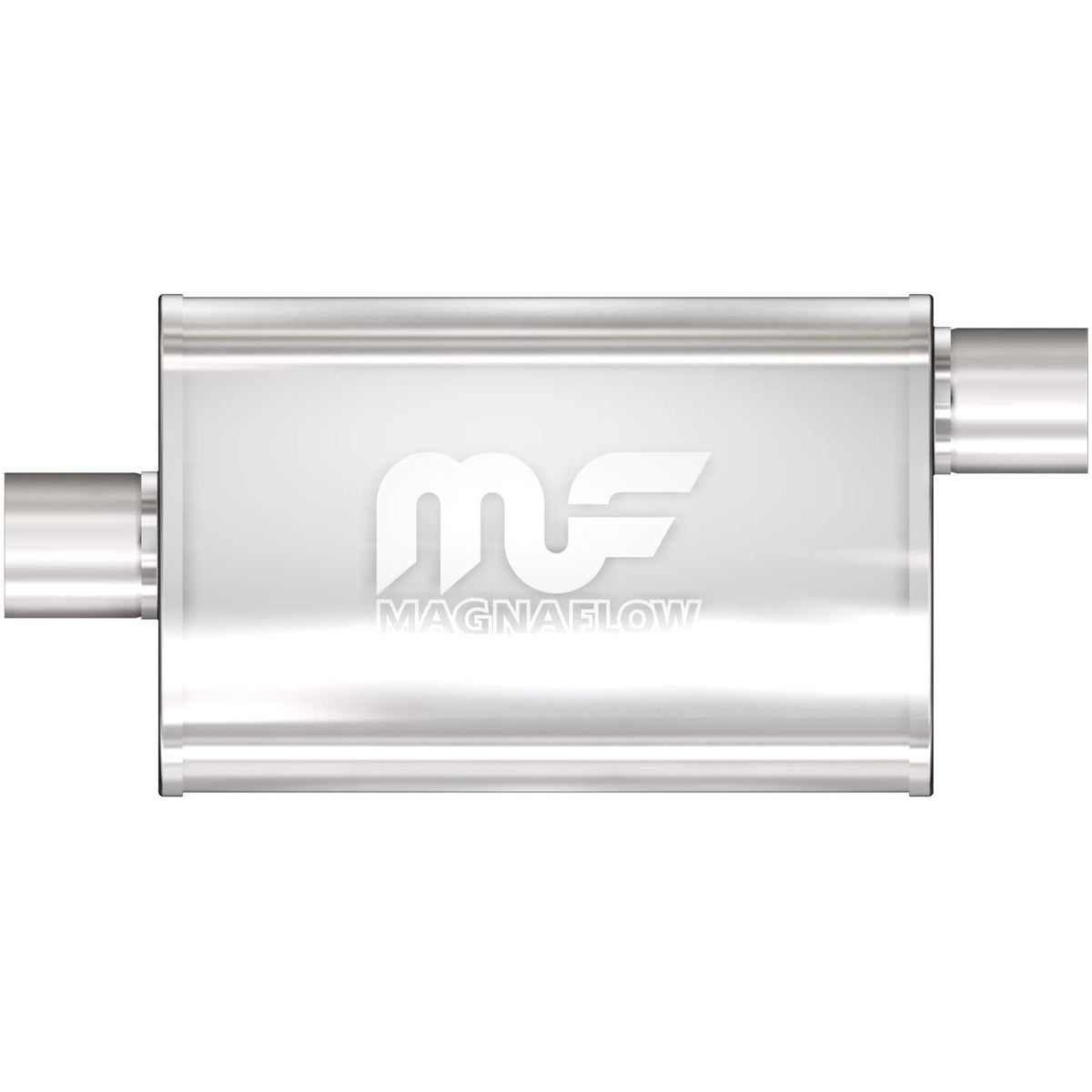 MangaFlow Performance Exhaust Muffler 11259: 3"/3" Inlet/Outlet, 4x9x18" Oval, Stainless Steel, Satin Finish