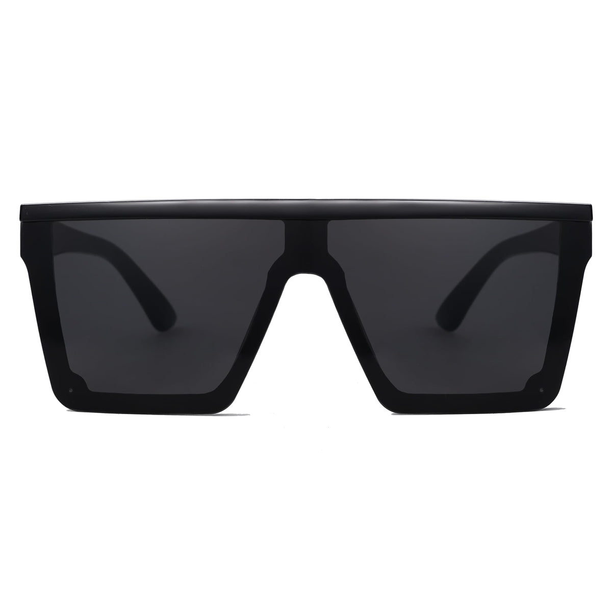 SOJOS Square Big Sunglasses Women Thick Frame Flat Top Mirrored Sunnies Shades Goggle Siamese Lens SJ2117 with Black Frame/Grey Lens