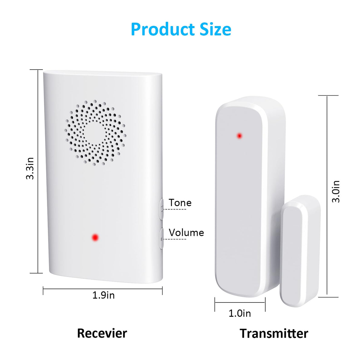 Wireless Door Chime for Business Entering, Door Open Alarm for Kid/Toddler Home Safety (500ft Range 51 Ringer) Door Dinger Buzzer Alert, 2 Receivers +1 Sensor