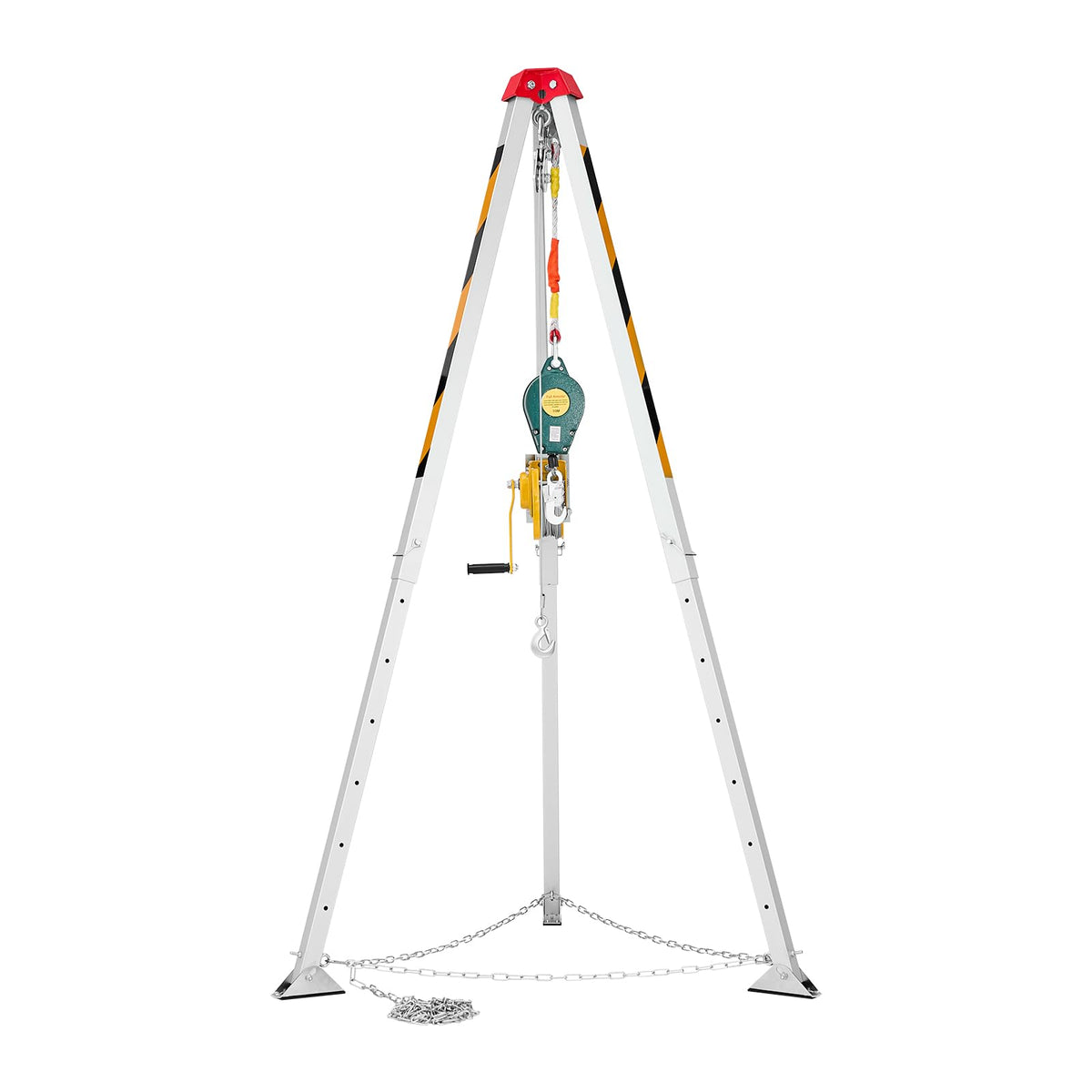 VEVOR Confined Space Tripod Kit, Heavy Duty Rescue Tripod Lifting Hoist 1200 lbs Winch, 4.1 ft Adjustable Legs, 98.5 ft Cable Portable Kit, 32.8 ft Fall Protection, 4.40-7.05 ft Working Height