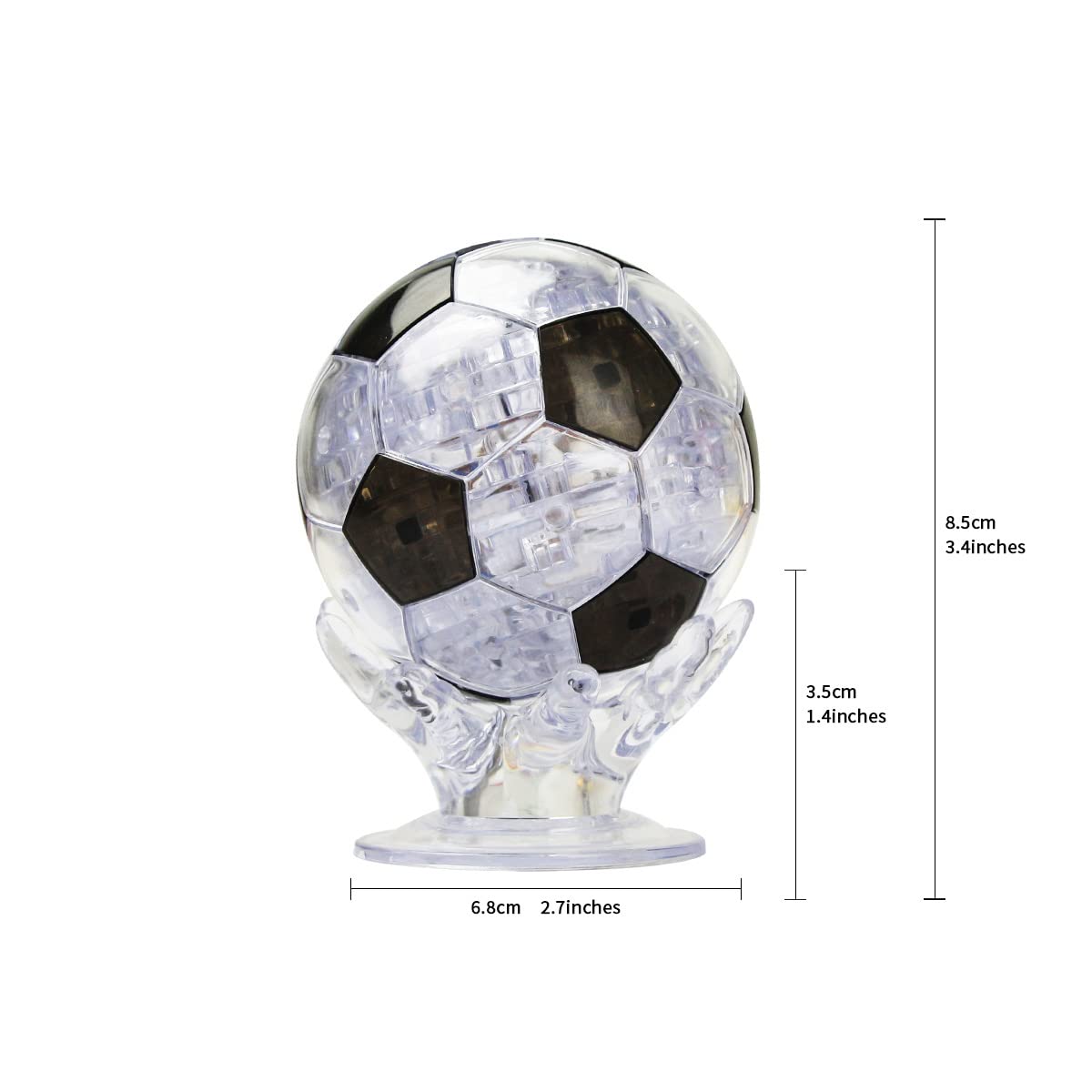 Coolplay 3D Crystal Puzzle for Children, Soccer Puzzle Ball for Adult Black and Transparent - 76 Pieces
