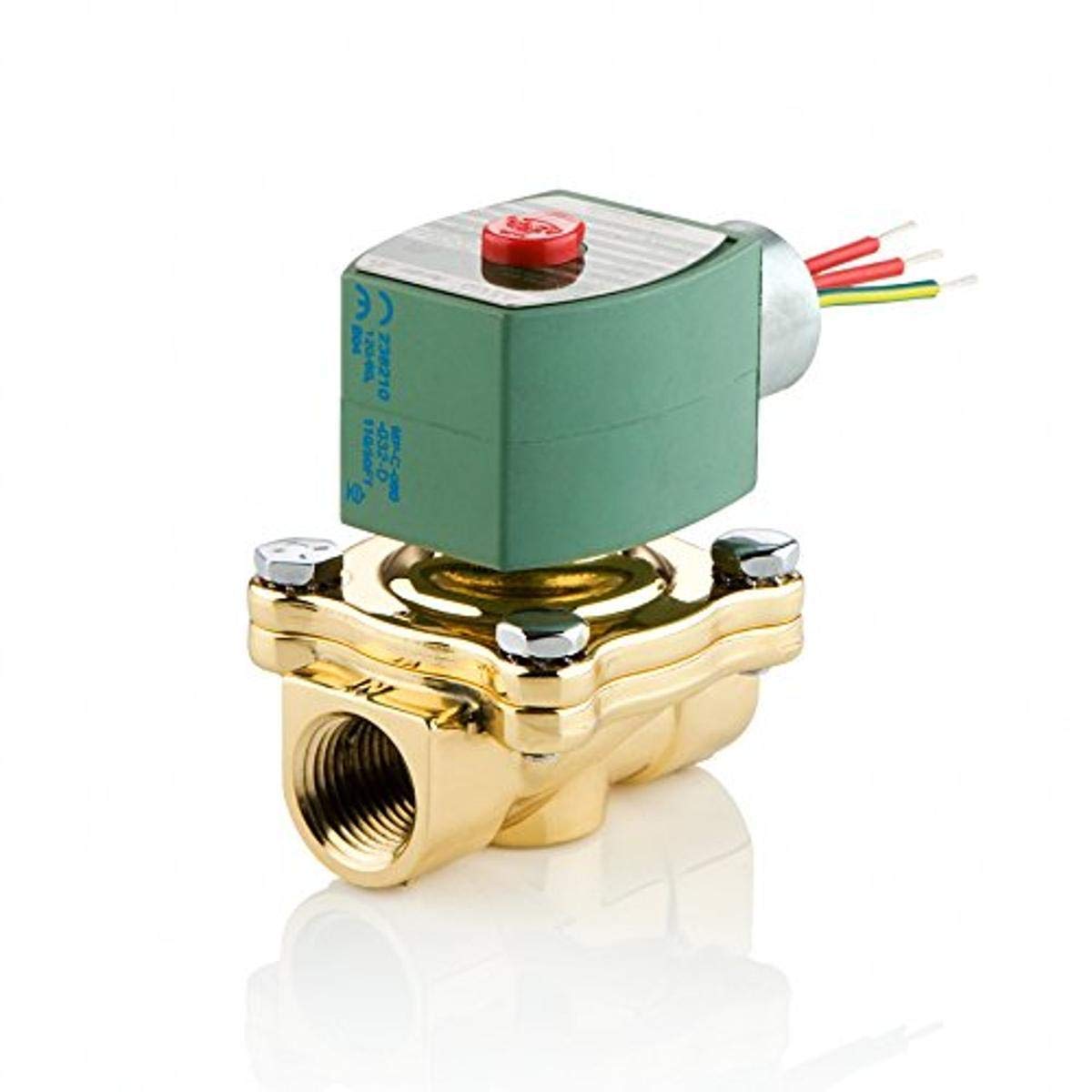 Asco 20267 8210G095-24/DC Brass Body Pilot Operated General Service Solenoid Valve, 3/4" Pipe Size, 2-Way Normally Closed, Nitrile Butylene Sealing, 3/4" Orifice, 5 Cv Flow, 24V/DC